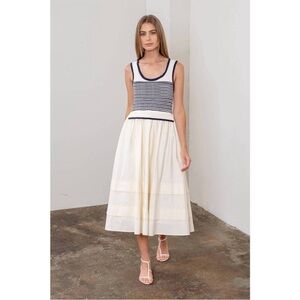 Moon River Striped black and Cream Midi Dress